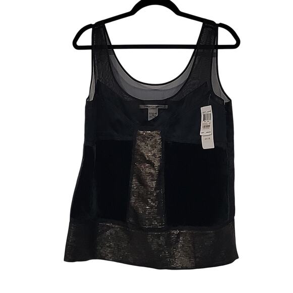 NWT Diane von Furstenberg Emoi Sequin Embellished Velvet Shell Blouse, 10 - Picture 1 of 10